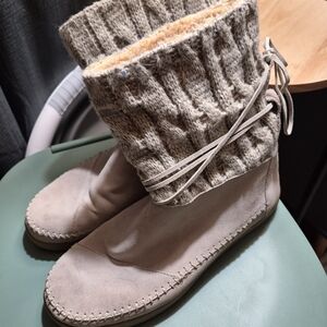 Toms Knit-Top Beige Winter Boots